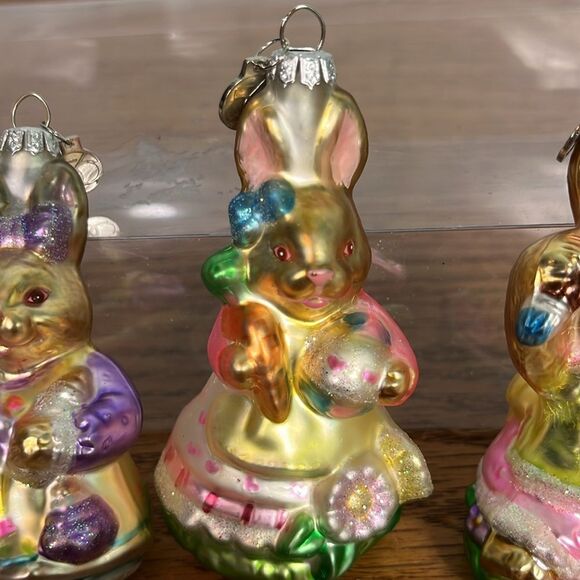 Department 56 set 4 Colorful Easter Glass Bunny Ornaments EUC - Picture 5 of 9